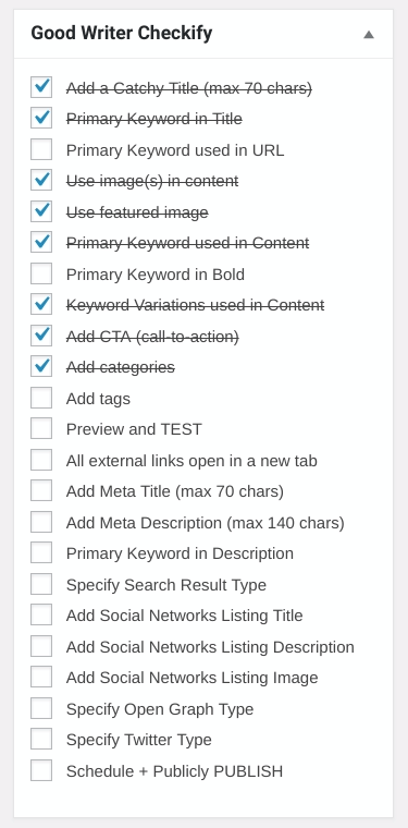 YOUR OWN PUBLISHING CHECKLIST INSIDE YOUR WORDPRESS