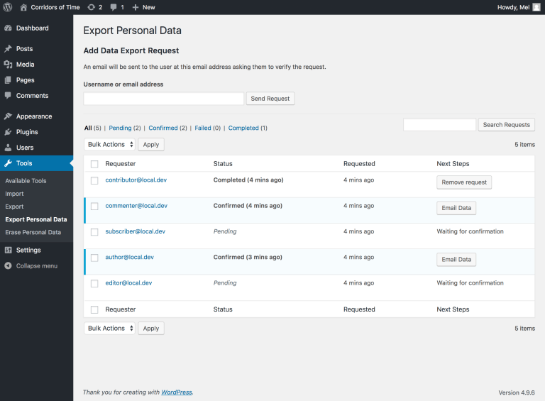 WORDPRESS 4.9.6 PRIVACY AND MAINTENANCE RELEASE