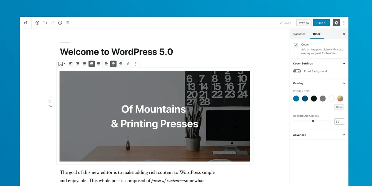 WELCOME TO WORDPRESS 5.0, AKA 'BEBO' 