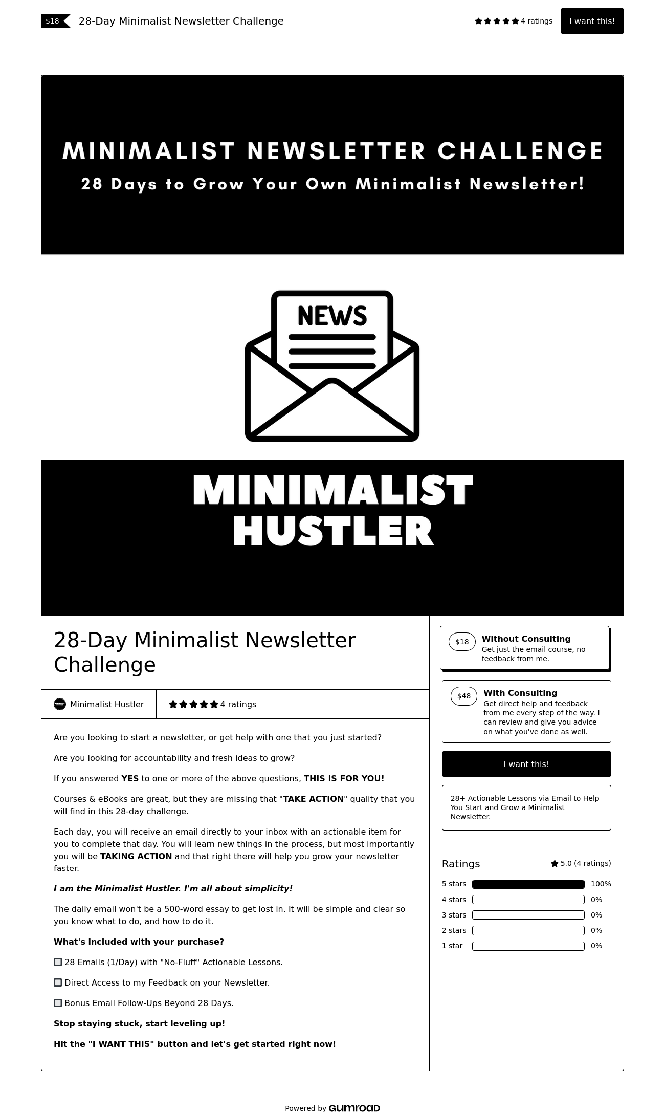 28-DAY MINIMALIST NEWSLETTER CHALLENGE (SPONSORED)