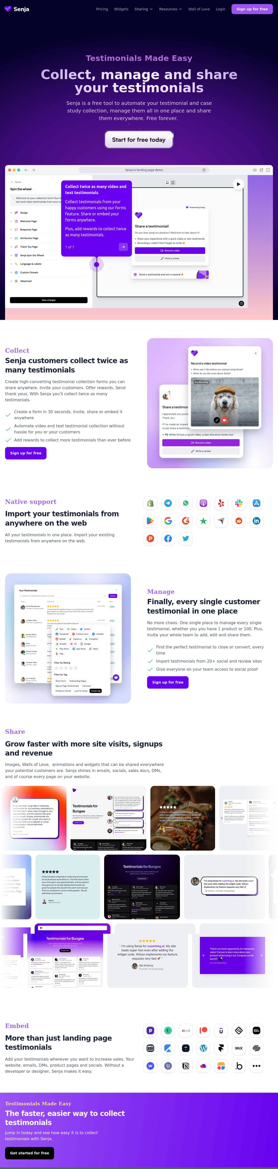 SENJA: COLLECT, MANAGE AND SHARE YOUR TESTIMONIALS